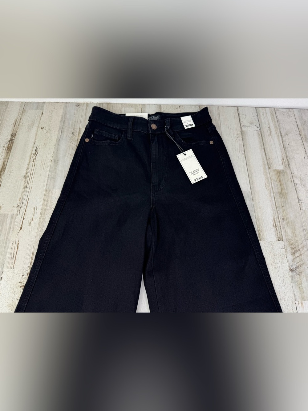 Judy Blue Jeans Womens 3/26 (26x35) Black High Rise Retro Wide Leg Fit NWT - Picture 2 of 11